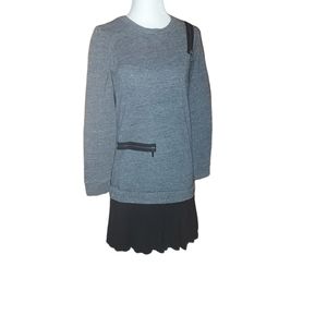 artelier nicole miller Knee Length Dress XXS 2XS Sweatshirt Gray Black C…